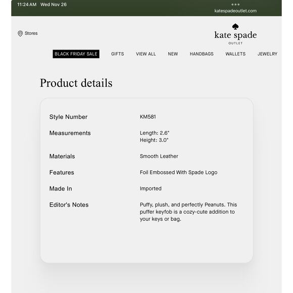 Kate Spade Snoopy Puffer Jacket Bag Charm NEW Peanuts Bag Flair New Purse Charm - Picture 2 of 9